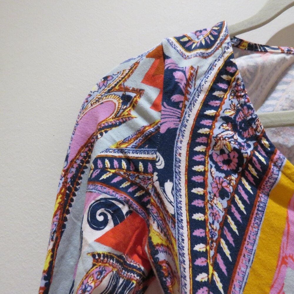 FREE PEOPLE Pick A Place Lace Up Paisley Bodysuit Stretch Boho Multicolor XS - Picture 8 of 15